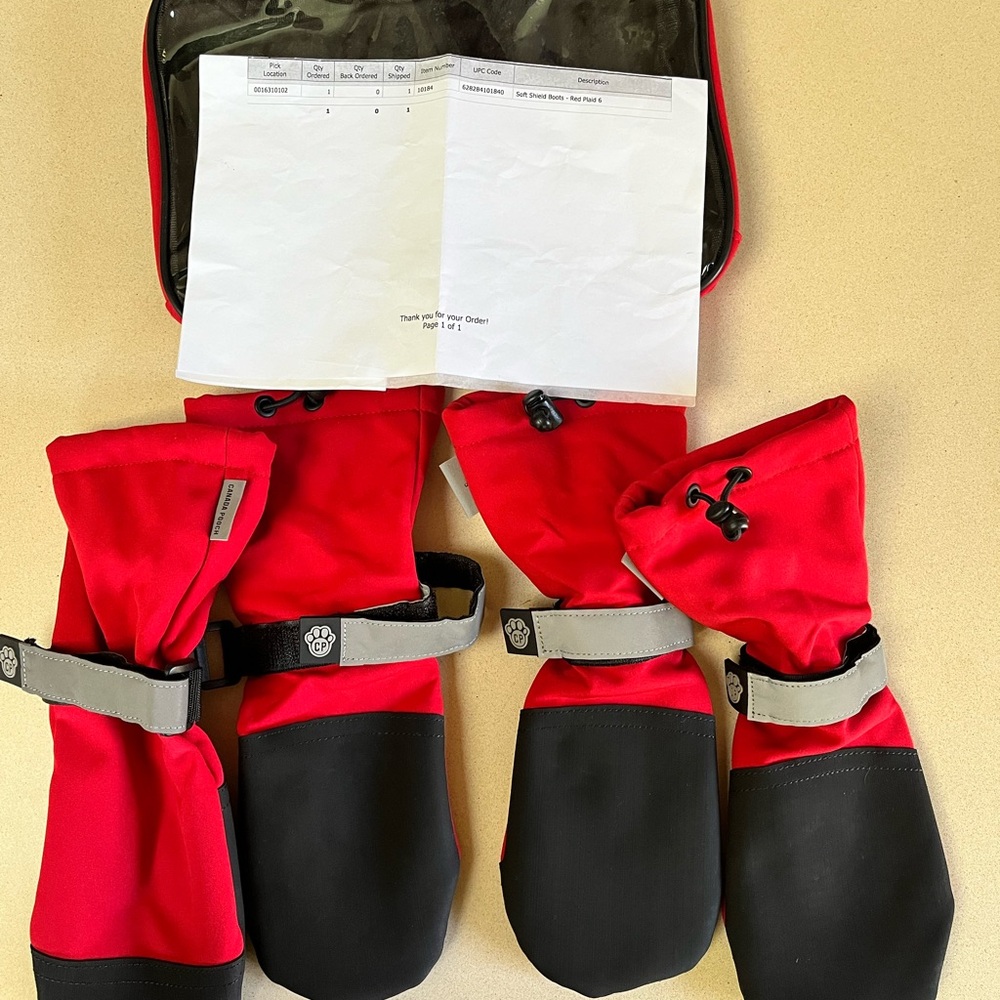 Brand new Canada Pooch Soft Shield Boots - Red Plaid 6